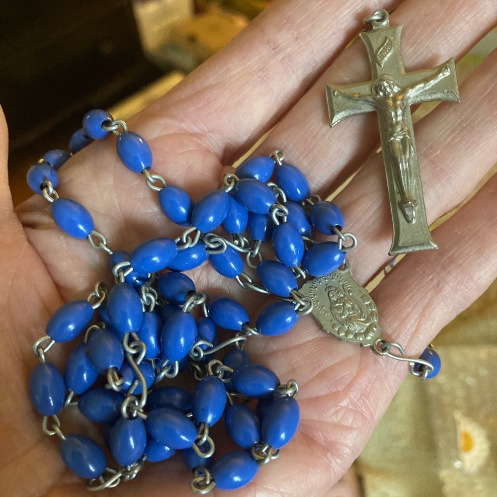Rosary blue beads lightweight long